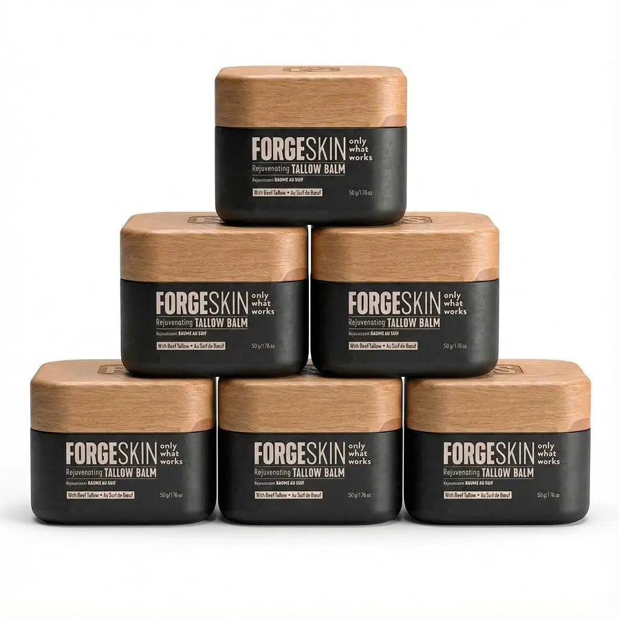 FORGE SKIN Wrinkle Defense & Natural Anti-Aging Beef Tallow Moisturizer for Men - Face Balm Skincare Cream for Dry Rough Skin Tallow-Based Mens Face Lotion for Hydration Firmness Wrinkle Repair & Glow Honey Jojoba Hydrating Smooth Skin Nourishing Moisture