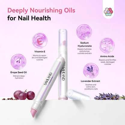 SAVILAND Cuticle Remover Pen Set: 2PCS Ceramic Cuticle Pusher & 4.5Ml Cuticle Oil Pen for Nail Growth, Dry Cuticles, Hangnails, Damaged Nails Moisturizing & Strengthening Care