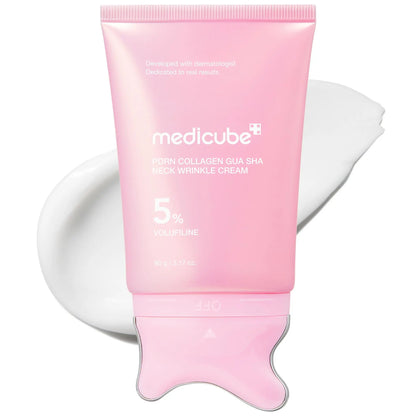 [NEW] [Medicube] PDRN Collagen Gua Sha Neck Wrinkle Cream | Built-In Gua Sha Massager with Volufiline 5% + PDRN | Firming, Contour Care for the Look of Fine Lines, Jawline, Neck, Décolleté,Underarms, Chest, Legs, Shoulder | Massage Cream | Korean Skincare