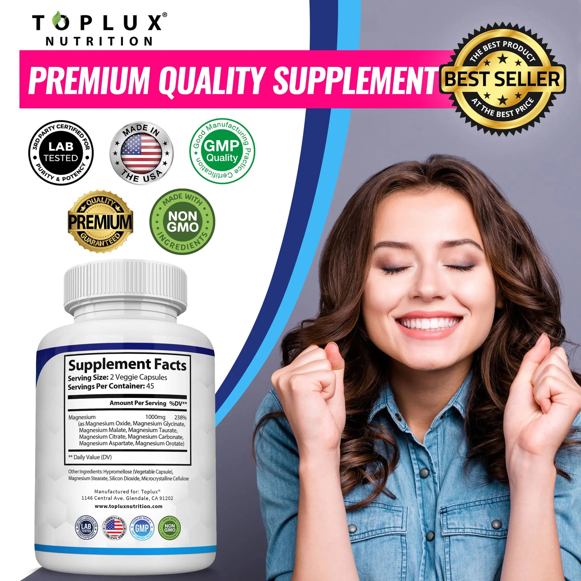 Toplux Magnesium Complex 8 Essential Magnesium Supplement