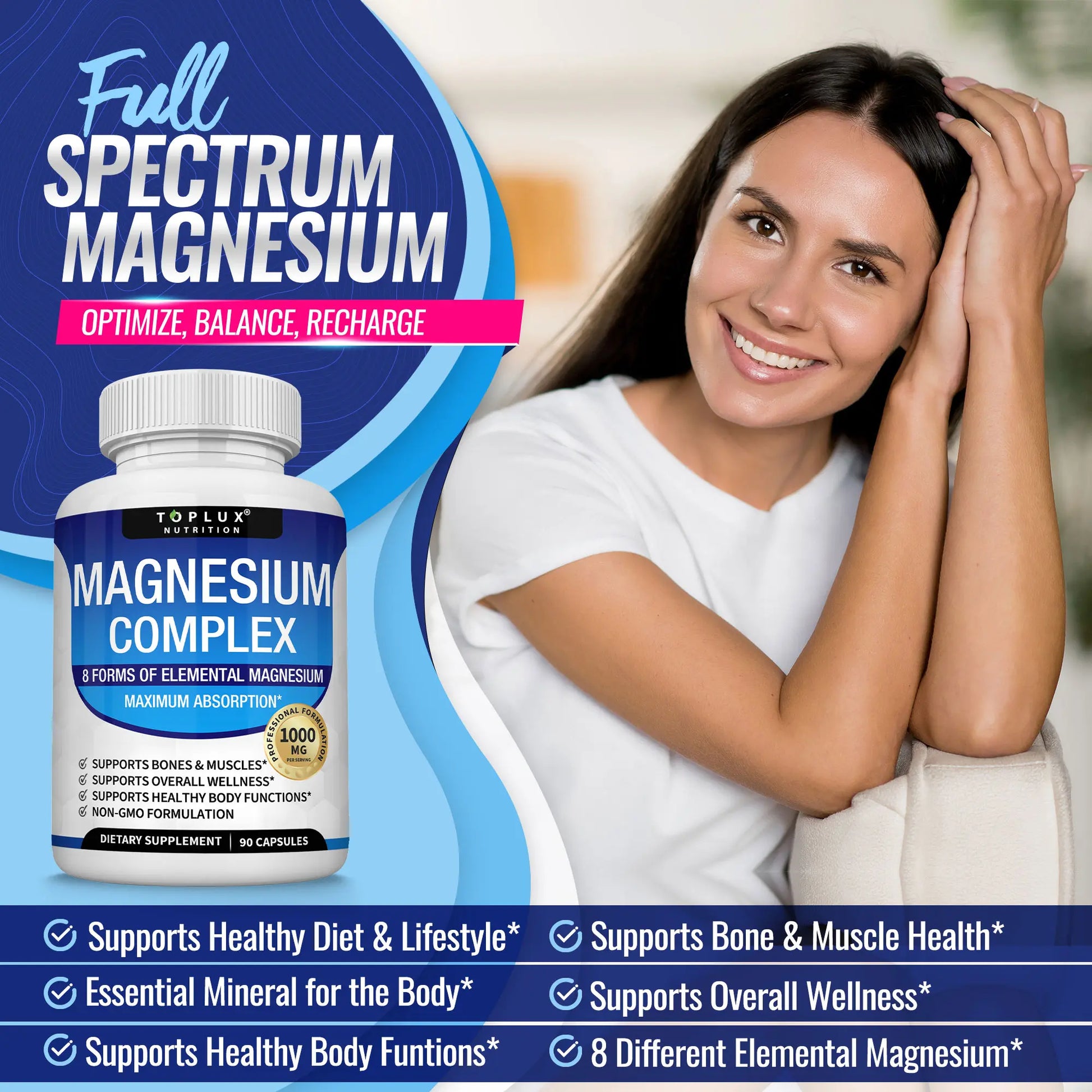 Toplux Magnesium Complex 8 Essential Magnesium Supplement