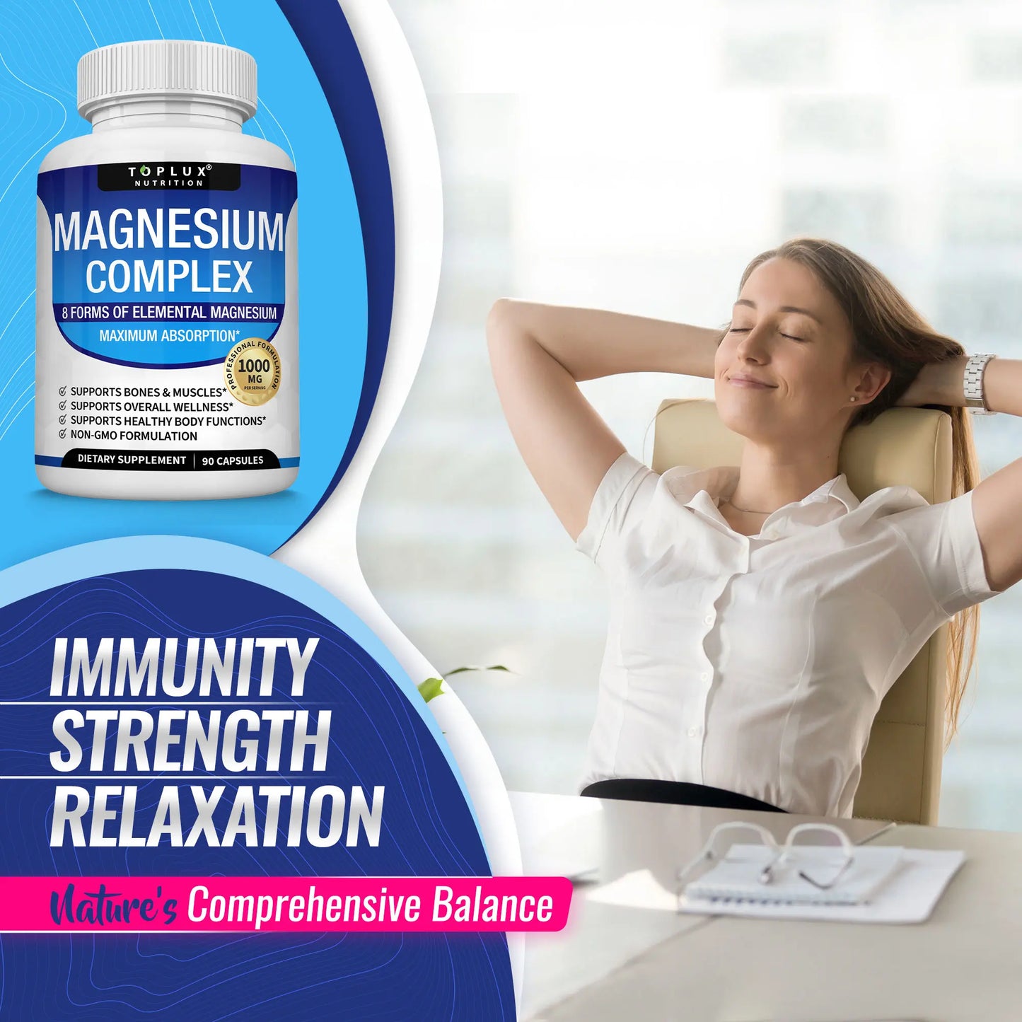 Toplux Magnesium Complex 8 Essential Magnesium Supplement