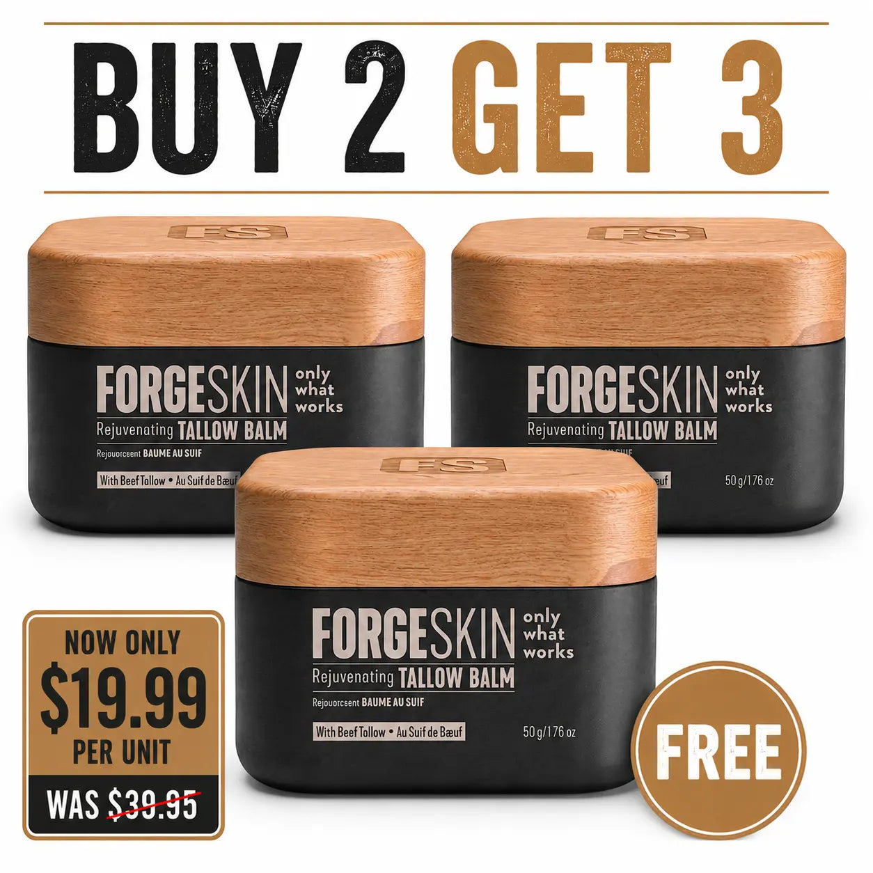 FORGE SKIN Wrinkle Defense & Natural Anti-Aging Beef Tallow Moisturizer for Men - Face Balm Skincare Cream for Dry Rough Skin Tallow-Based Mens Face Lotion for Hydration Firmness Wrinkle Repair & Glow Honey Jojoba Hydrating Smooth Skin Nourishing Moisture