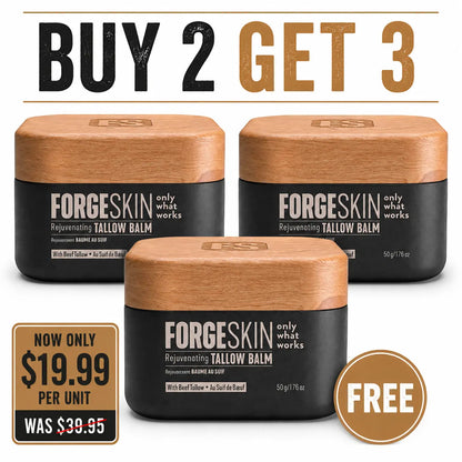 FORGE SKIN Wrinkle Defense & Natural Anti-Aging Beef Tallow Moisturizer for Men - Face Balm Skincare Cream for Dry Rough Skin Tallow-Based Mens Face Lotion for Hydration Firmness Wrinkle Repair & Glow Honey Jojoba Hydrating Smooth Skin Nourishing Moisture