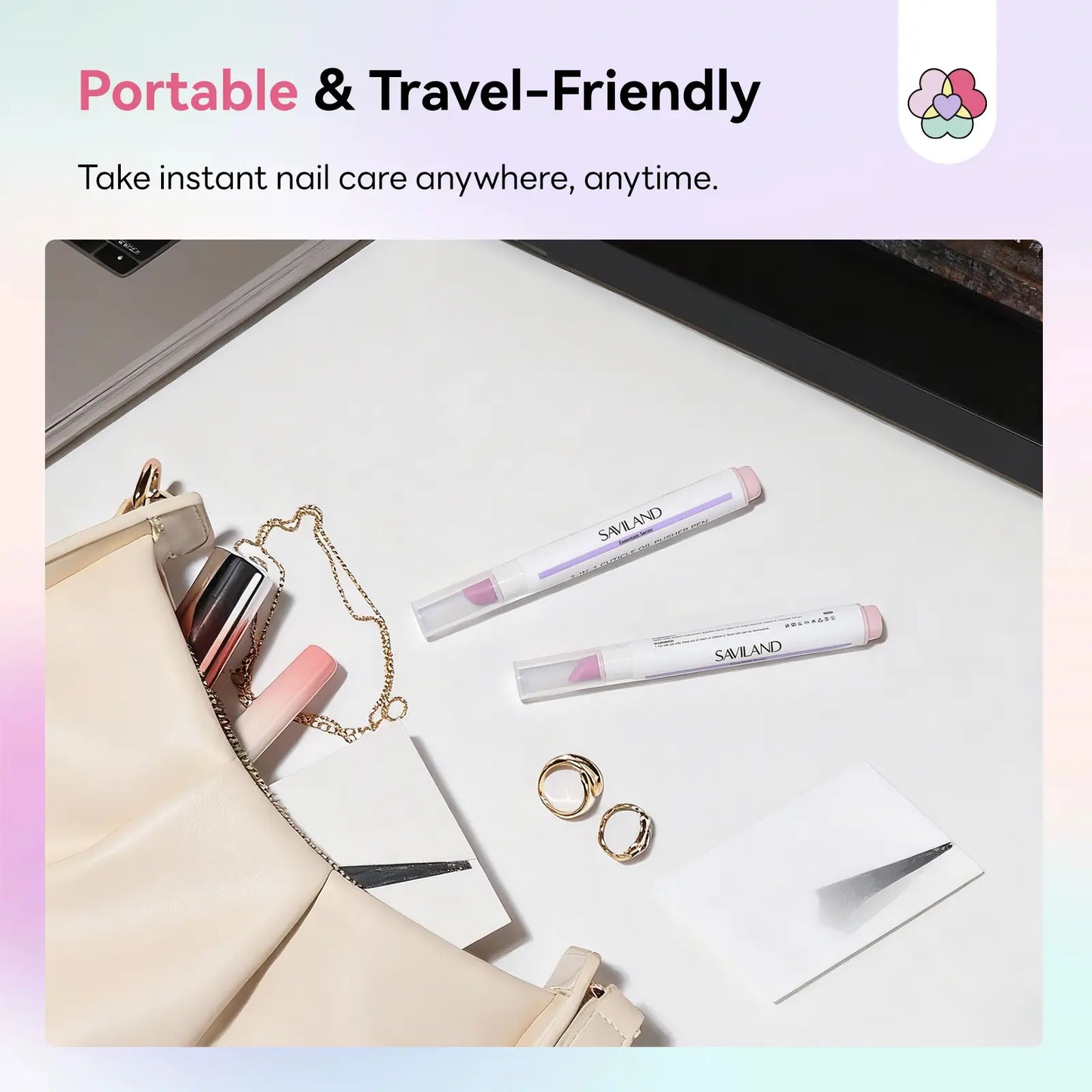 SAVILAND Cuticle Remover Pen Set: 2PCS Ceramic Cuticle Pusher & 4.5Ml Cuticle Oil Pen for Nail Growth, Dry Cuticles, Hangnails, Damaged Nails Moisturizing & Strengthening Care