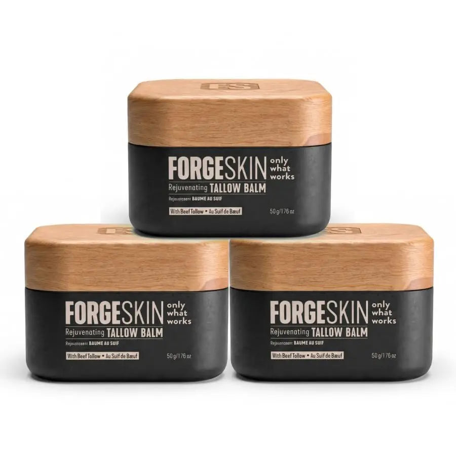 FORGE SKIN Wrinkle Defense & Natural Anti-Aging Beef Tallow Moisturizer for Men - Face Balm Skincare Cream for Dry Rough Skin Tallow-Based Mens Face Lotion for Hydration Firmness Wrinkle Repair & Glow Honey Jojoba Hydrating Smooth Skin Nourishing Moisture