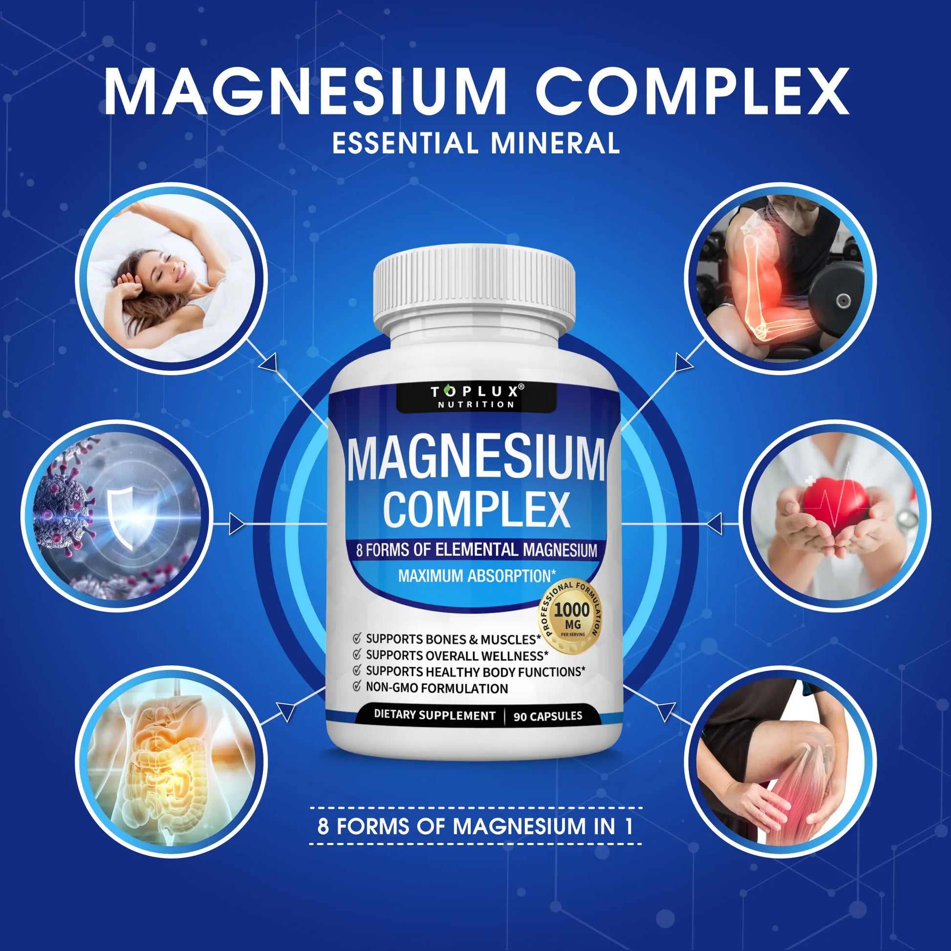 Toplux Magnesium Complex 8 Essential Magnesium Supplement