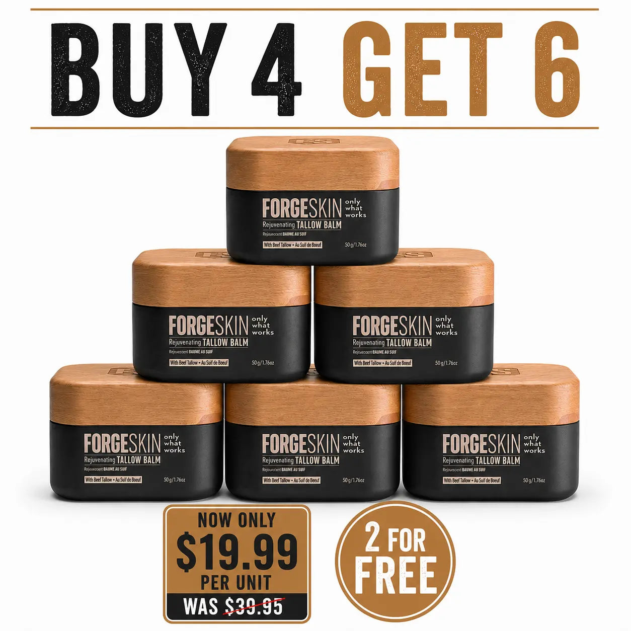FORGE SKIN Wrinkle Defense & Natural Anti-Aging Beef Tallow Moisturizer for Men - Face Balm Skincare Cream for Dry Rough Skin Tallow-Based Mens Face Lotion for Hydration Firmness Wrinkle Repair & Glow Honey Jojoba Hydrating Smooth Skin Nourishing Moisture